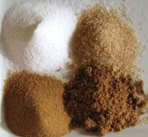 Picture of 4 different types of sugar